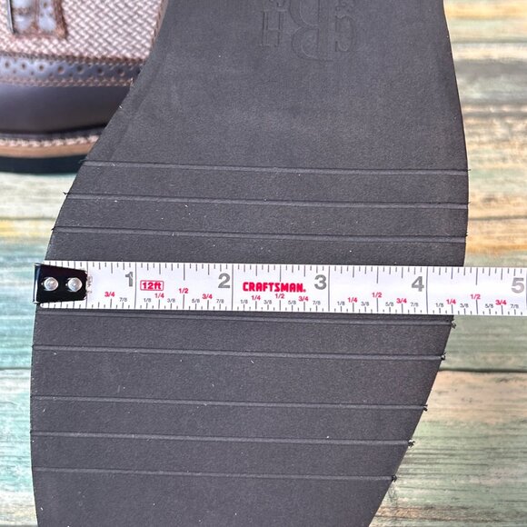 GH Bass Bremmer Mens 10D Oxfords Dress Shoes Wingtip Herringbone Brown Leather - Picture 11 of 13